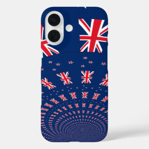 Beautiful New Zealand Flag Art Print Design iPhone 16 Case