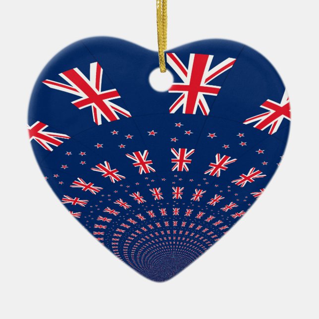 Beautiful New Zealand Flag Art Print Design Ceramic Ornament (Front)