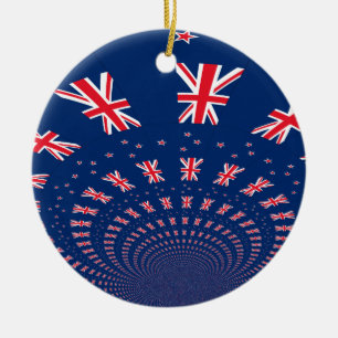 Beautiful New Zealand Flag Art Print Design Ceramic Ornament