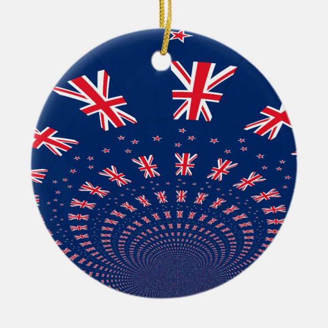 Beautiful New Zealand Flag Art Print Design Ceramic Ornament (Front)