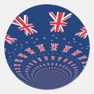 Beautiful New Zealand Flag Art Print Design Classic Round Sticker