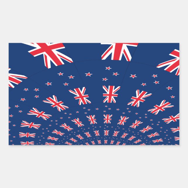 Beautiful New Zealand Flag Art Print Design Rectangular Sticker (Front)