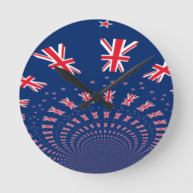 Beautiful New Zealand Flag Art Print Design Round Clock (Front)