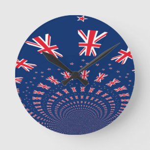 Beautiful New Zealand Flag Art Print Design Round Clock