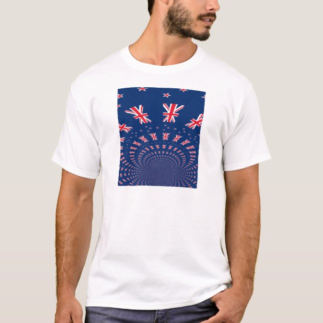Beautiful New Zealand Flag Art Print Design T-Shirt (Front)