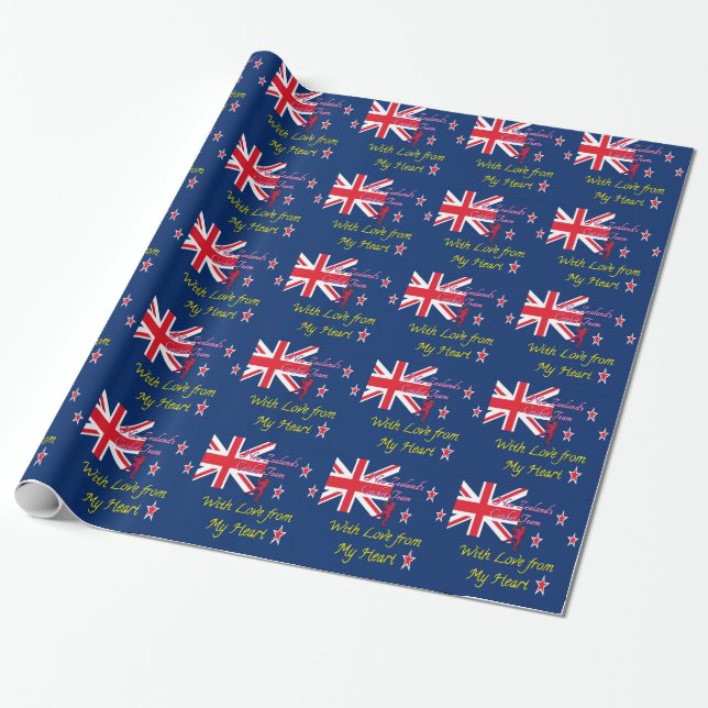 Beautiful New Zealand Flag Art Print Design Wrapping Paper (Unrolled)