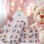 Beautiful Newborn Photo 4 Picture Baby Girl Pink Wrapping Paper<br><div class="desc">Elegant baby photo wrapping paper with your own personalized newborn photograph pattern for a baby girl. Beautiful 4 picture template gift wrap with pretty pink lines separating the photos of your infant.</div>