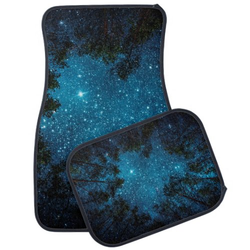 Beautiful night sky the Milky Way and the trees  Car Floor Mat