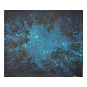 Beautiful night sky, the Milky Way and the trees.  Duvet Cover