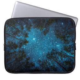 Beautiful night sky, the Milky Way and the trees.  Laptop Sleeve