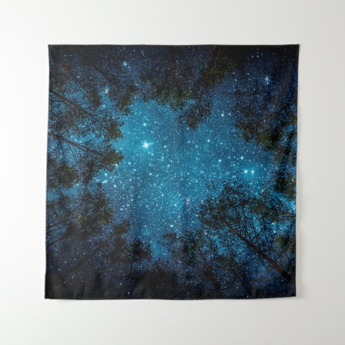 Beautiful night sky the Milky Way and the trees  Tapestry