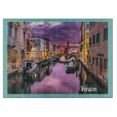 Beautiful Night Street Scene Venice Italy Cutting Board