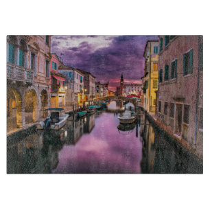 Beautiful Night Street Scene Venice Italy Cutting Board
