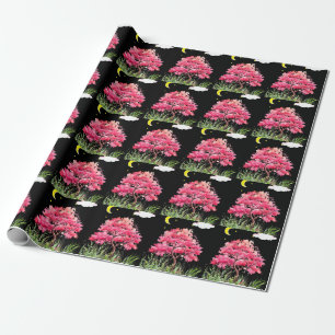 Beautiful night view of a cherry blossom tree wrapping paper