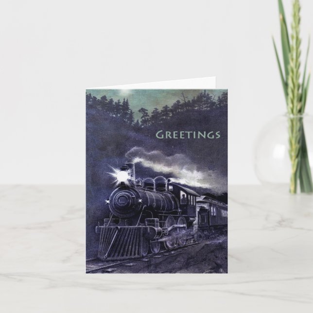 Beautiful Nighttime Train All-Occasion Notecard (Front)