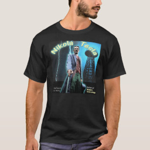 Beautiful Nikola Tesla Colorized Cyan T Shirt