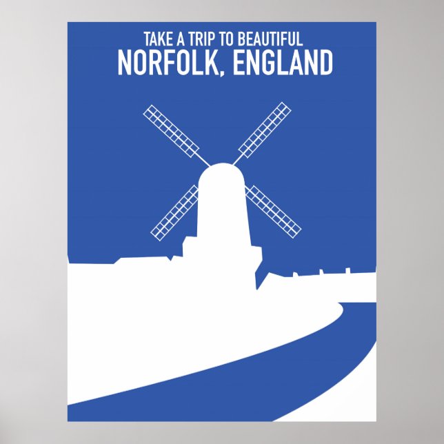 Beautiful Norfolk Windmill retro travel poster (Front)