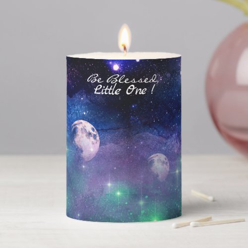 Beautiful Northern light galaxy Moon custom Pillar Candle