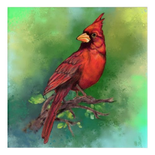 Beautiful Northern Red Cardinal Bird Painting Art 