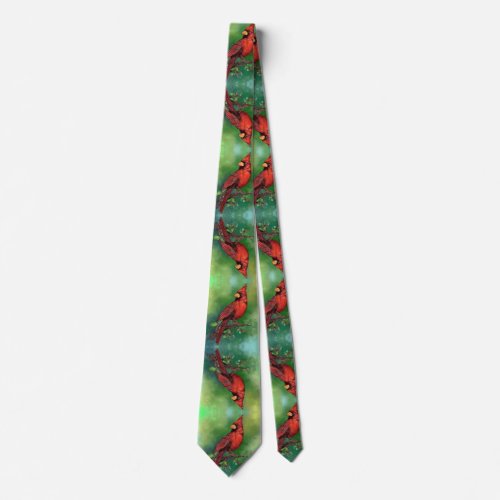 Beautiful Northern Red Cardinal Bird Painting Art  Neck Tie