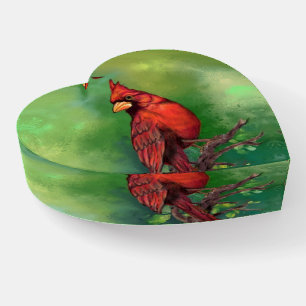 Beautiful Northern Red Cardinal Bird Painting Art Paperweight