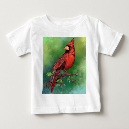Beautiful Northern Red Cardinal Bird Painting  Baby T_Shirt
