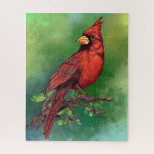 Beautiful Northern Red Cardinal Bird Painting Jigsaw Puzzle