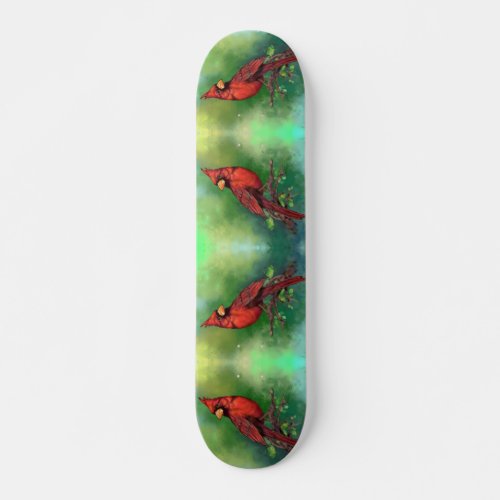 Beautiful Northern Red Cardinal Bird Painting  Skateboard