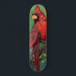 Beautiful Northern Red Cardinal Bird Painting - Skateboard<br><div class="desc">Beautiful Northern Red Cardinal Bird Painting Art Watercolor Migned - Green</div>