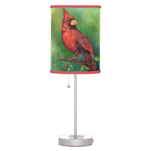 Beautiful Northern Red Cardinal Bird Painting Table Lamp