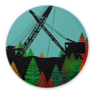 Beautiful Northwest Crane Operating Engineer Art Ceramic Knob