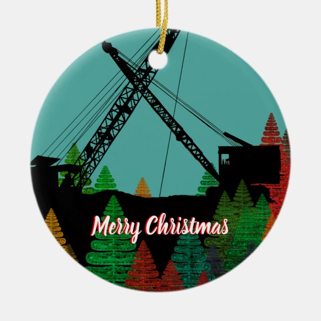 Beautiful Northwest Crane Operating Engineer Art Ceramic Ornament (Front)