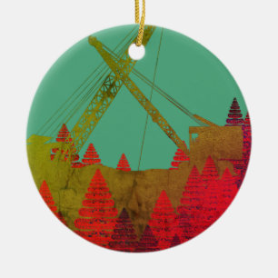 Beautiful Northwest Crane Operating Engineer Art Ceramic Ornament