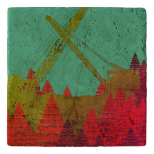 Beautiful Northwest Crane Operating Engineer Art Trivet