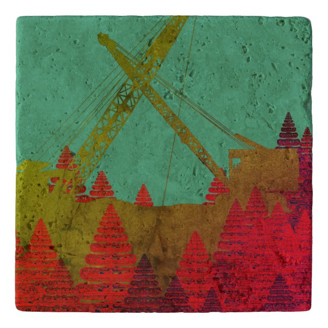 Beautiful Northwest Crane Operating Engineer Art Trivet (Front)