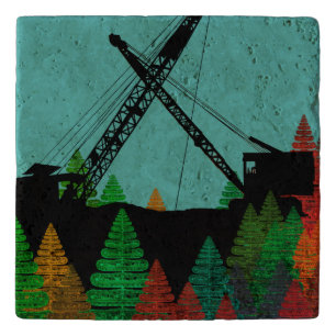 Beautiful Northwest Crane Operating Engineer Art Trivet