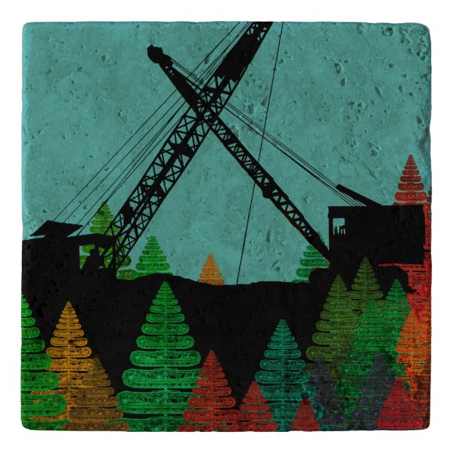 Beautiful Northwest Crane Operating Engineer Art Trivet (Front)