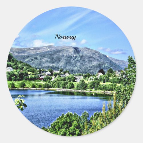 Beautiful Norway scenic landscape Classic Round Sticker