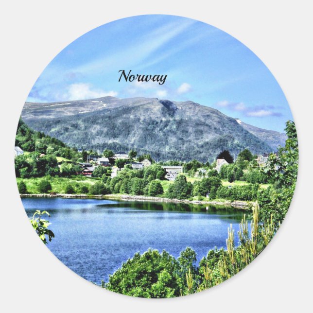 Beautiful Norway, scenic landscape Classic Round Sticker (Front)
