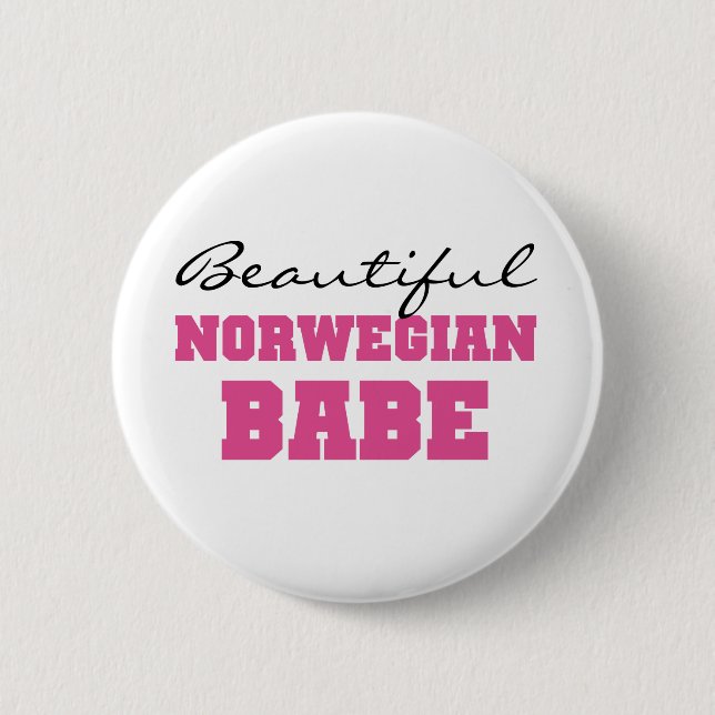 Beautiful Norwegian Babe Button (Front)