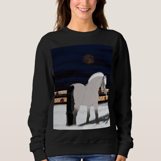 Beautiful Norwegian Fjord Horse in Snow Sweatshirt (Front)