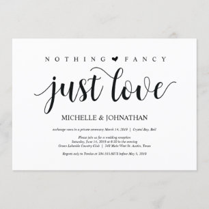 Beautiful nothing fancy just love wed elopement invitation