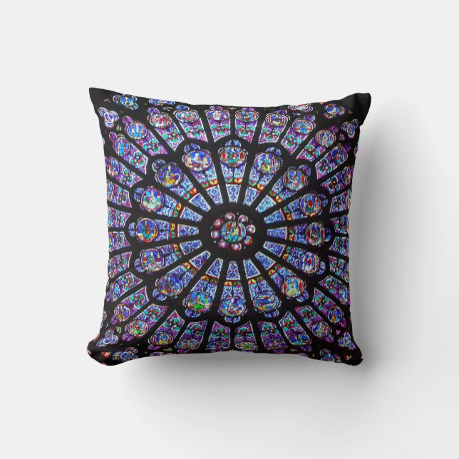 Beautiful Notre Dame Rose Window Throw Pillow (Front)