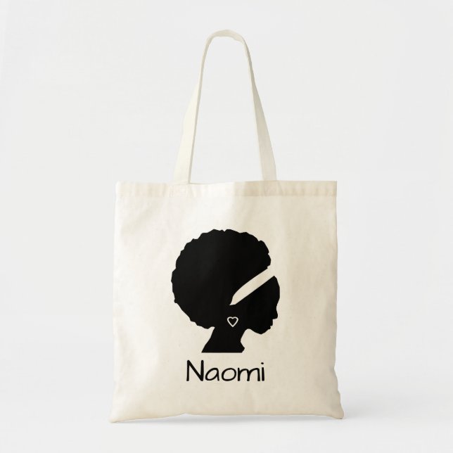 Beautiful Nubian Woman with Afro Silhouette Tote Bag (Front)