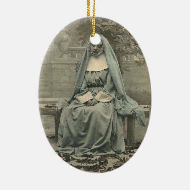 Beautiful Nun Ceramic Ornament (Back)