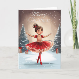 Beautiful Nutcracker Winter Ballerina Christmas Holiday Card