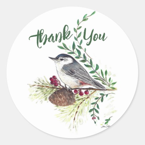 Beautiful Nuthatch Bird Art Classic Round Sticker