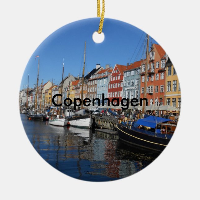 Beautiful Nyhavn, Copenhagen in Denmark Ceramic Ornament (Front)