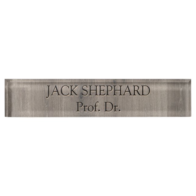 Beautiful Oak Wood Pattern Monogram Name Plate (Front)
