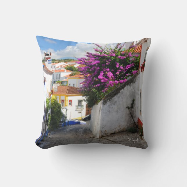 Beautiful Obidos town & Castle- The Real Portugal Throw Pillow (Front)